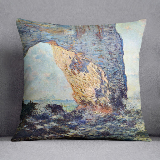 The rocky cliffs of etretat La Porte man 1 by Monet Cushion