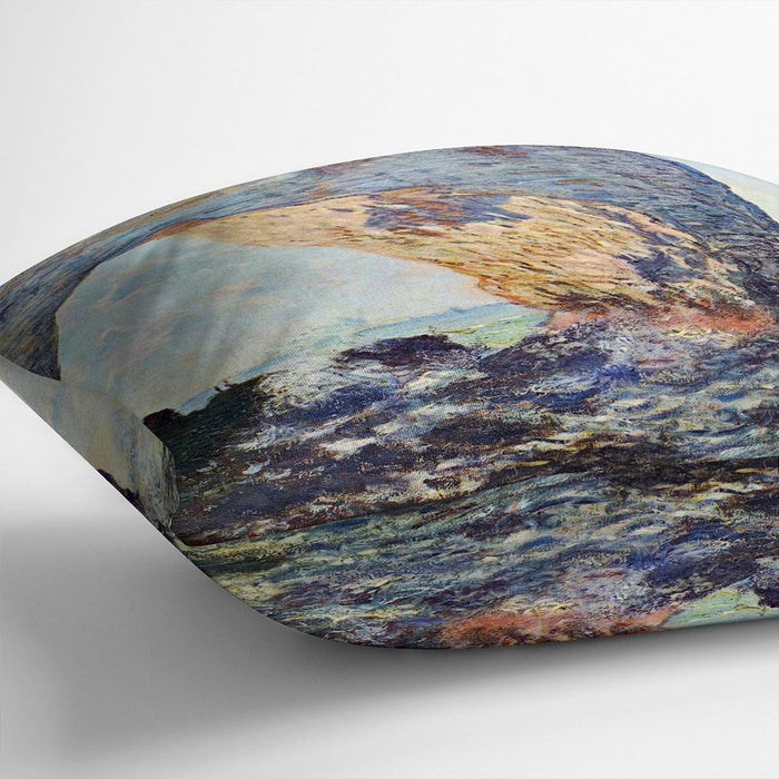 The rocky cliffs of etretat La Porte man 1 by Monet Cushion