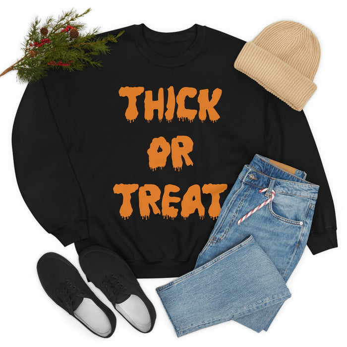 Thick Or Treat Orange Print Sweat Shirt