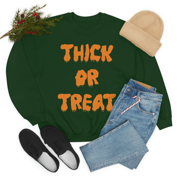 Thick Or Treat Orange Print Sweat Shirt