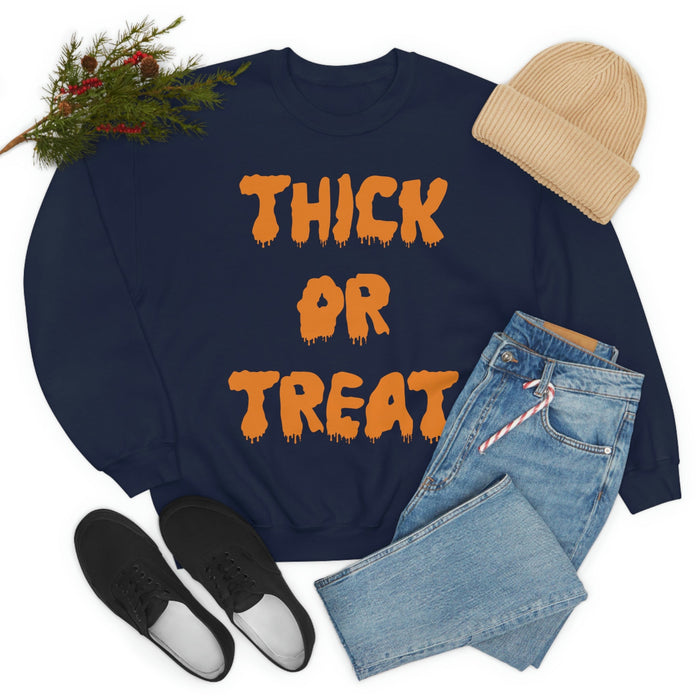 Thick Or Treat Orange Print Sweat Shirt