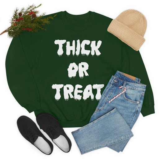 Thick Or Treat  White Print Sweat Shirt