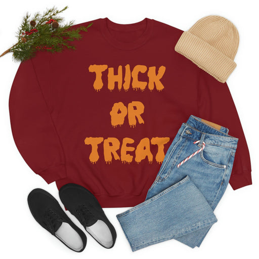 Thick Or Treat Orange Print Sweat Shirt