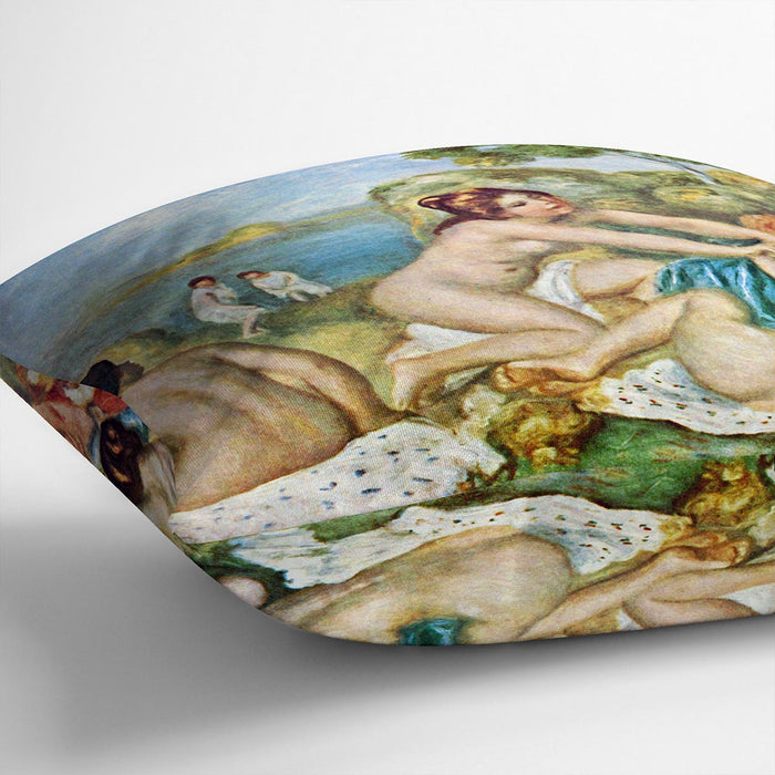 Three bathing girls with crab by Renoir Cushion