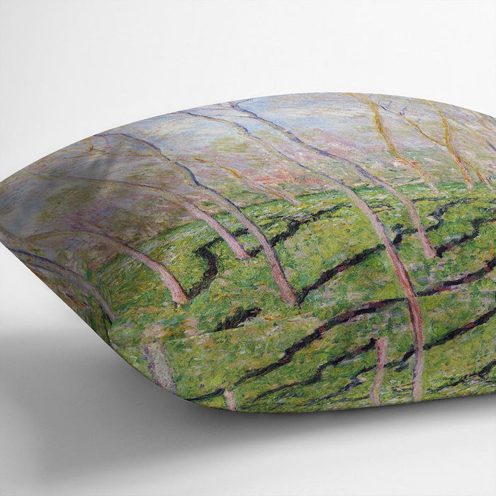 Trees in winter look at Bennecourt by Monet Cushion