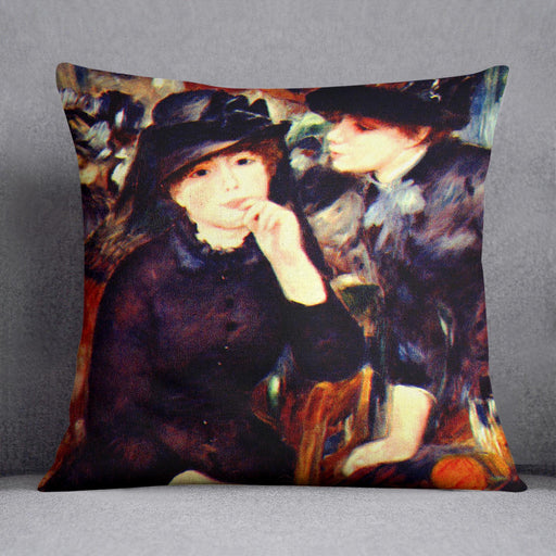 Two girls in black by Renoir Cushion