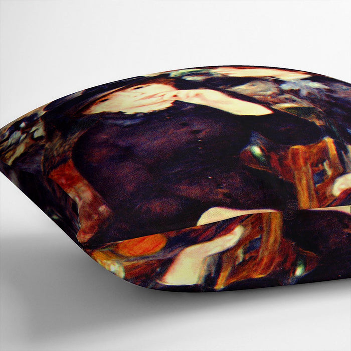 Two girls in black by Renoir Cushion