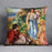 Two women with young girls in a landscape by Renoir Cushion