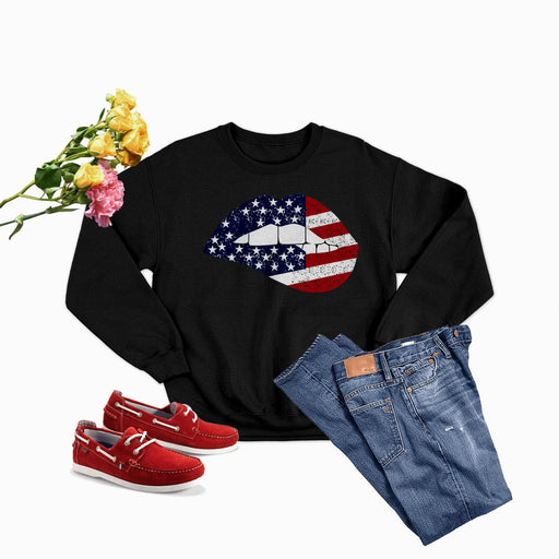 USA FLAG LIPS American Flag Lips Sweat Shirt