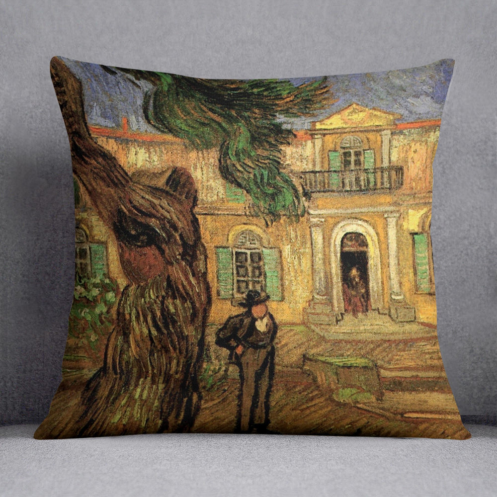 Van Gogh Pine Trees with Figure in the Garden of Saint-Paul Hospital Cushion