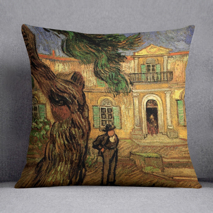 Van Gogh Pine Trees with Figure in the Garden of Saint-Paul Hospital Cushion