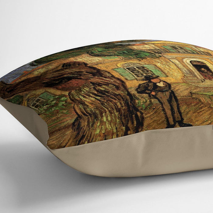 Van Gogh Pine Trees with Figure in the Garden of Saint-Paul Hospital Cushion