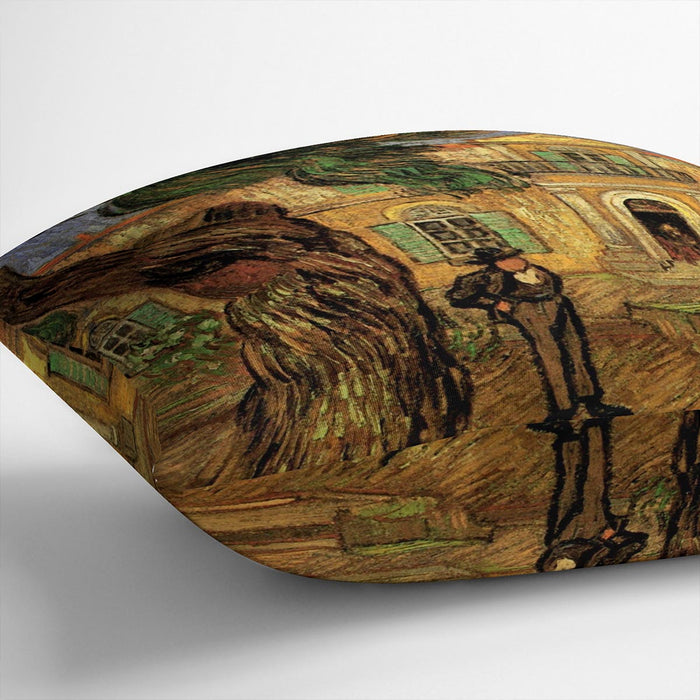 Van Gogh Pine Trees with Figure in the Garden of Saint-Paul Hospital Cushion