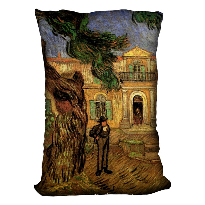Van Gogh Pine Trees with Figure in the Garden of Saint-Paul Hospital Cushion