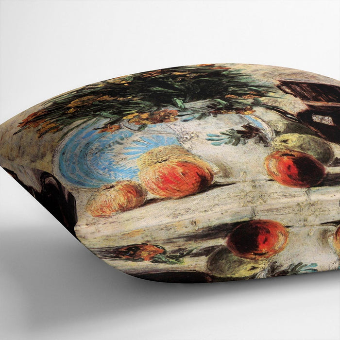Vase with Flowers Coffeepot and Fruit by Van Gogh Cushion