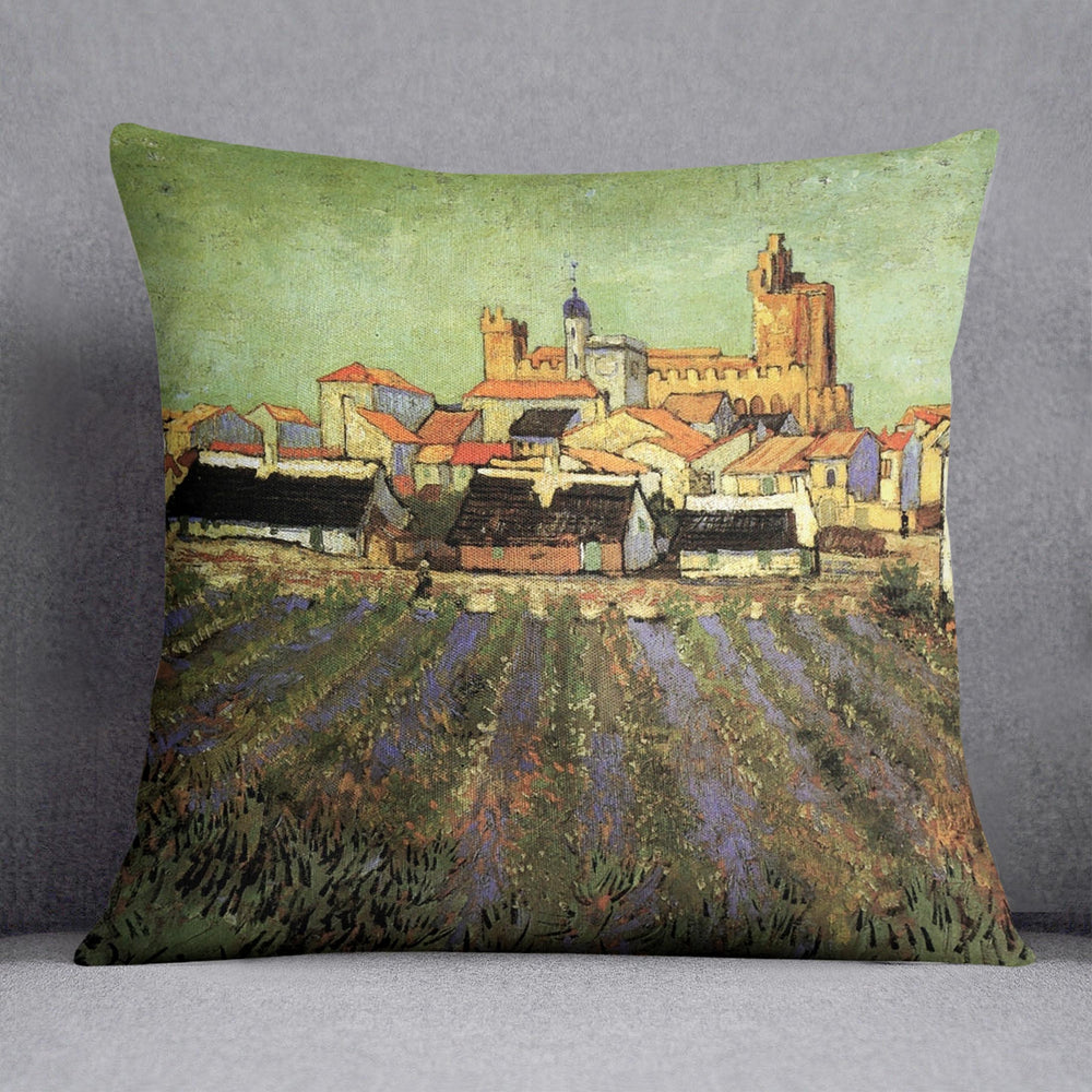 View of Saintes-Maries by Van Gogh Cushion