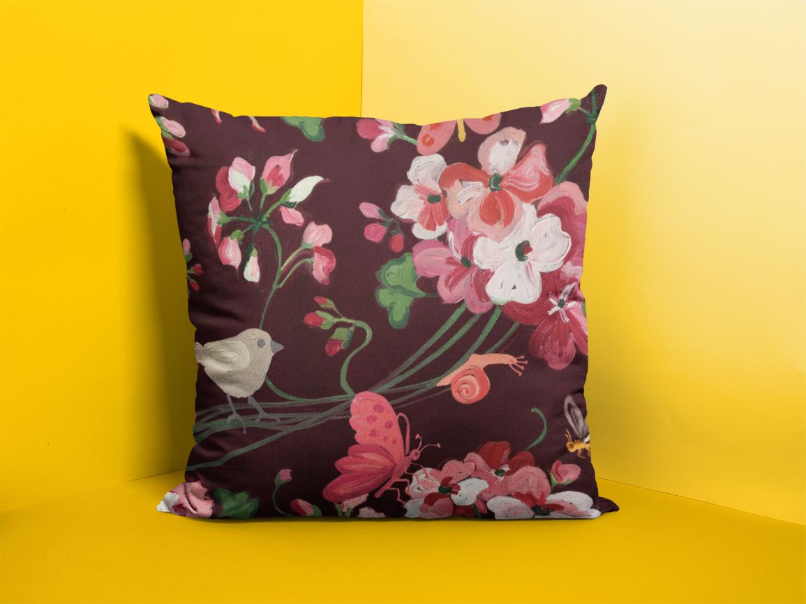 Alpine Pink Flowers Cushion/Pillow