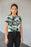 BLACK AND WHITE FLORAL GARDEN GLAMOR All-Over Print Crop Tee