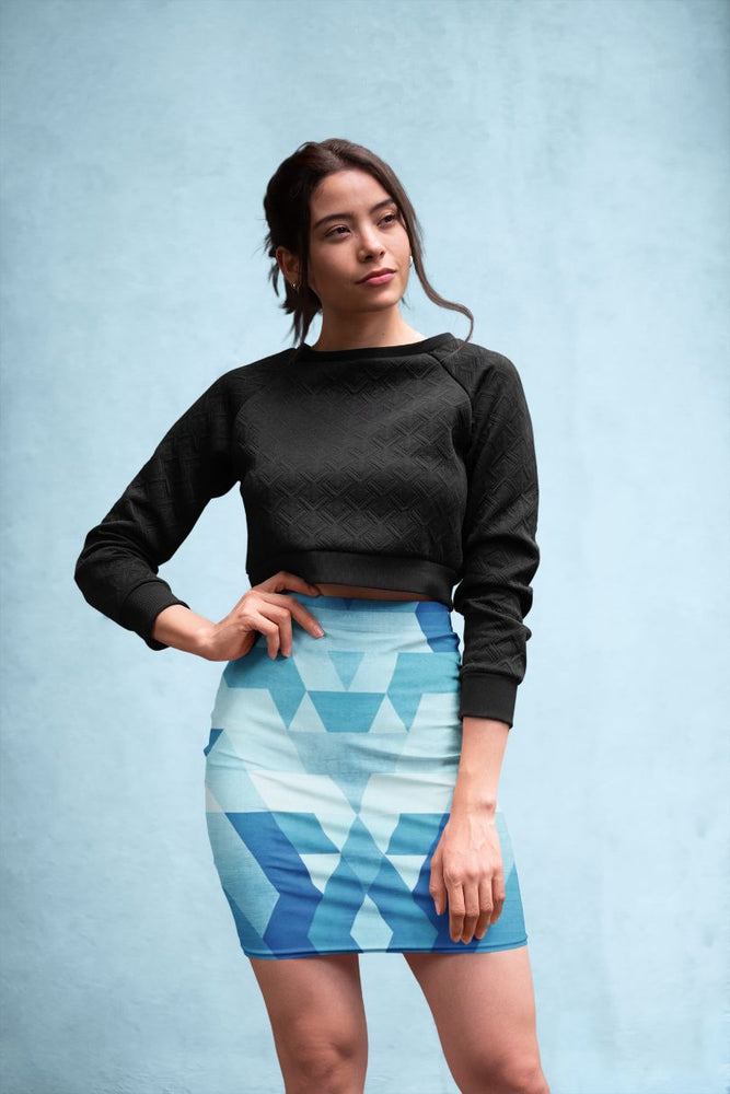 Blue Pattern 3 Pencil Skirt