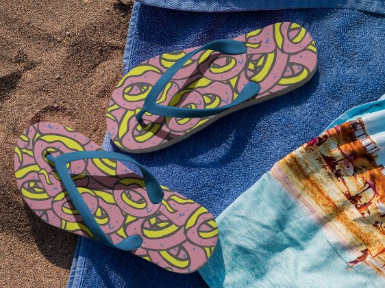 Branded Pattern Flip Flops