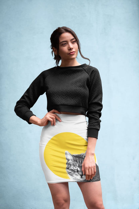 Cat stare Kid's sweater (2) Pencil Skirt