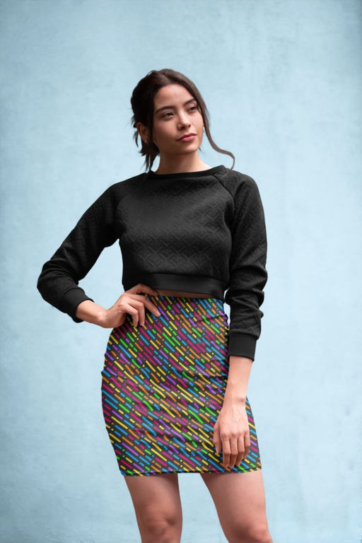 Colorful Rain 3 Pencil Skirt