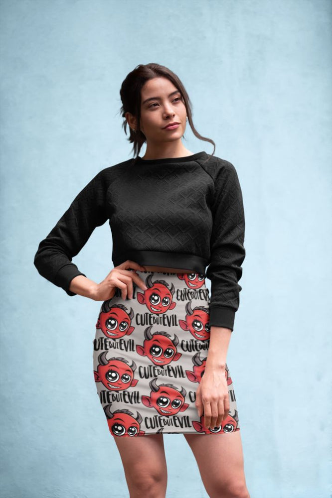 Cute But Evil Pattern Pencil Skirt