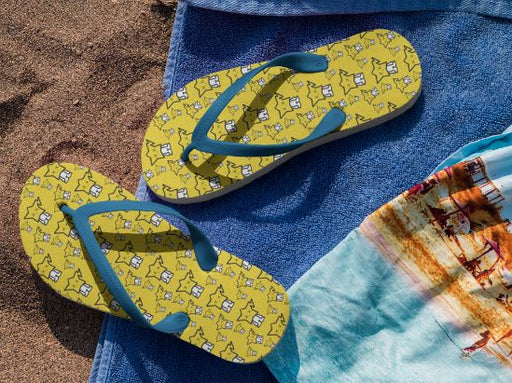 Cute Yellow Pattern Flip Flops
