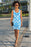 Flowery Pattern in blue Poster Sublimation Cut & Sew Dress