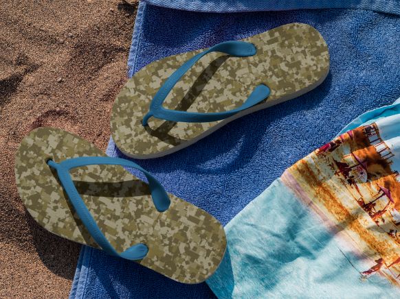Green Camofludge Flower Flip Flops
