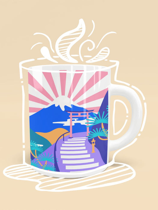 Japanesse Mountain Landscape Pop Color Vector Mug