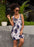 Blue grey purple black and white abstract geometric pattern Poster Sublimation Cut & Sew Dress