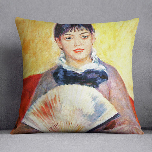 Woman with fan by Renoir Cushion