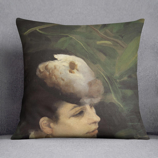Woman with gull feathe Detail by Renoir Cushion