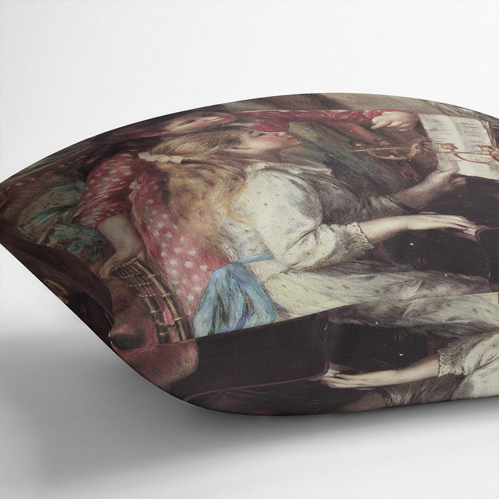 Young girls at the piano 2 by Renoir Cushion