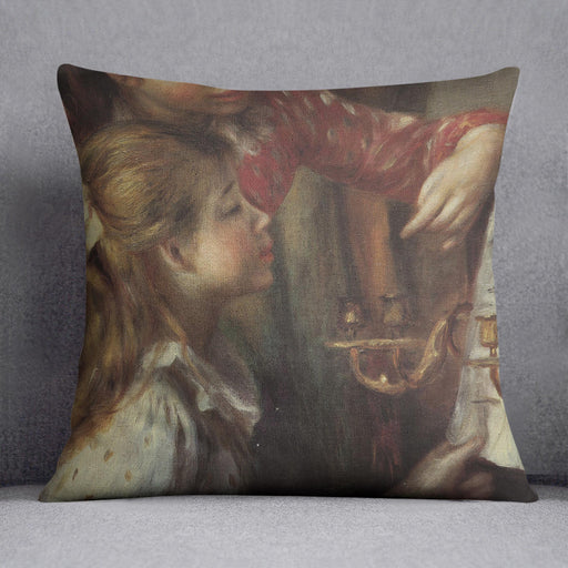 Young girls at the piano Detail by Renoir Cushion