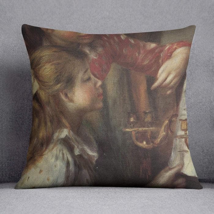 Young girls at the piano Detail by Renoir Cushion