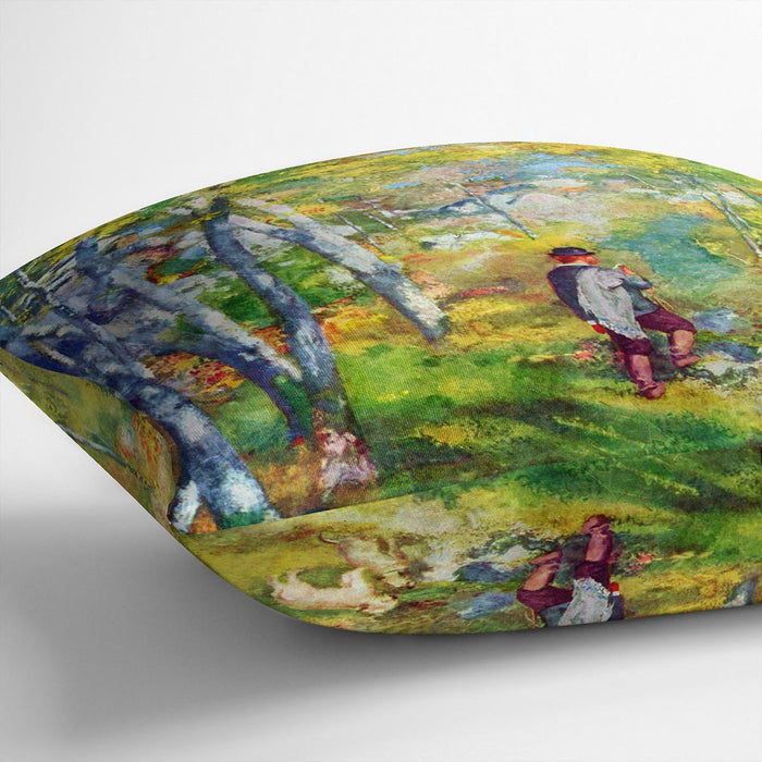 Young man in the forest of Fontainebleau by Renoir Cushion