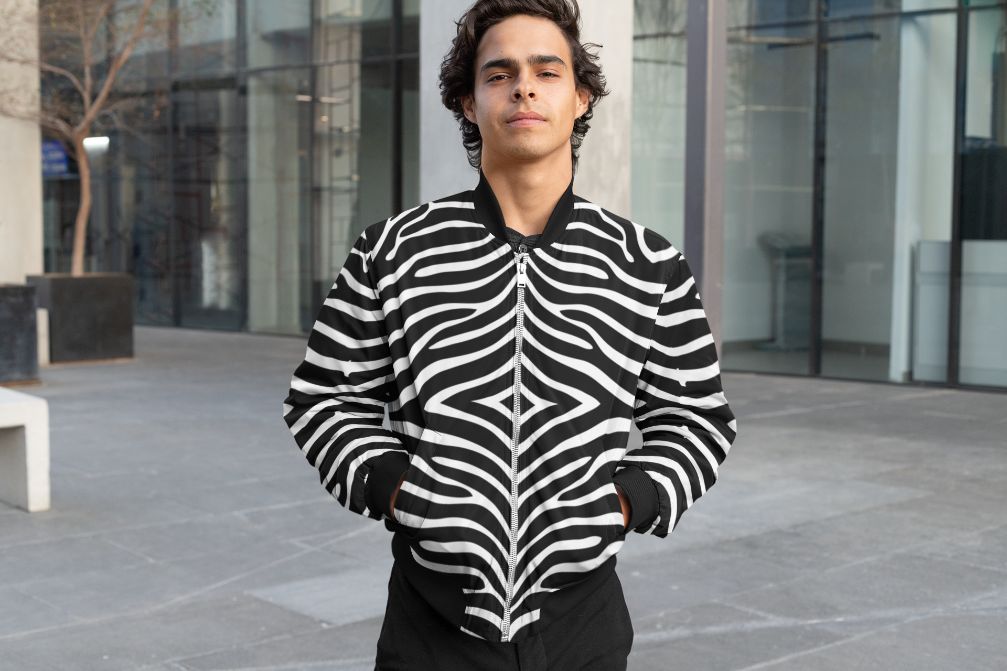 Zebra Pattern Bomber Jacket