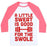 Virgin Teez  Baseball Tee Unisex Classic Baseball Tee / x-small / White/Neon Pink A LITTLE SWEAT IS GOOD FOR THE SWOLE UNISEX CLASSIC BASEBALL TEE