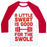 Virgin Teez  Baseball Tee Unisex Classic Baseball Tee / x-small / White/Red A LITTLE SWEAT IS GOOD FOR THE SWOLE UNISEX CLASSIC BASEBALL TEE