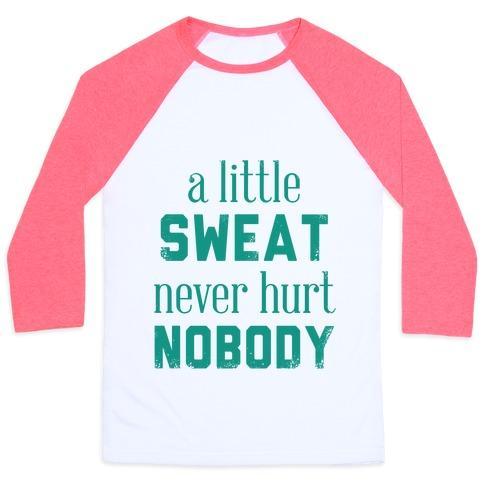 Virgin Teez  Baseball Tee Unisex Classic Baseball Tee / x-small / White/Neon Pink A LITTLE SWEAT NEVER HURT NOBODY (TANK) UNISEX CLASSIC BASEBALL TEE