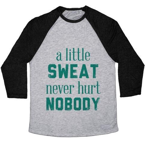 Virgin Teez  Baseball Tee Unisex Tri-Blend Baseball Tee / small / Athletic Gray / Black A LITTLE SWEAT NEVER HURT NOBODY (TANK) UNISEX TRI-BLEND BASEBALL TEE