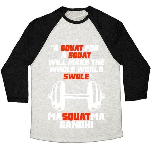 Virgin Teez  Baseball Tee Unisex Tri-Blend Baseball Tee / small / Oatmeal / Black A SQUAT FOR A SQUAT UNISEX TRI-BLEND BASEBALL TEE