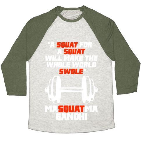Virgin Teez  Baseball Tee Unisex Tri-Blend Baseball Tee / small / Oatmeal / Moss A SQUAT FOR A SQUAT UNISEX TRI-BLEND BASEBALL TEE