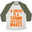 Virgin Teez  Baseball Tee Unisex Tri-Blend Baseball Tee / small / Oatmeal / Moss A SWISH IS A THROW YOUR HEART MAKES UNISEX TRI-BLEND BASEBALL TEE