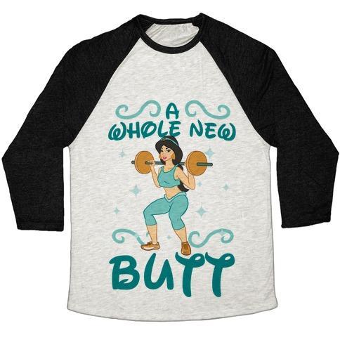 Virgin Teez  Baseball Tee Unisex Tri-Blend Baseball Tee / small / Oatmeal / Black A WHOLE NEW BUTT UNISEX TRI-BLEND BASEBALL TEE