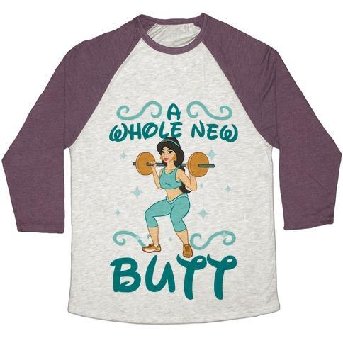 Virgin Teez  Baseball Tee Unisex Tri-Blend Baseball Tee / small / Oatmeal / Maroon A WHOLE NEW BUTT UNISEX TRI-BLEND BASEBALL TEE