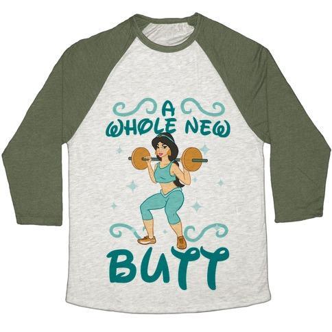Virgin Teez  Baseball Tee Unisex Tri-Blend Baseball Tee / small / Oatmeal / Moss A WHOLE NEW BUTT UNISEX TRI-BLEND BASEBALL TEE