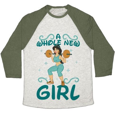 Virgin Teez  Baseball Tee Unisex Tri-Blend Baseball Tee / small / Oatmeal / Moss A WHOLE NEW GIRL UNISEX TRI-BLEND BASEBALL TEE